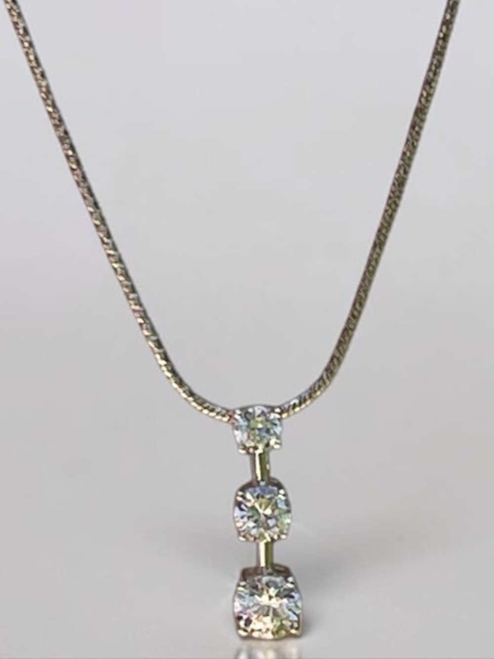Sterling Silver CZ Journey Necklace Past Present Future 925 Italy